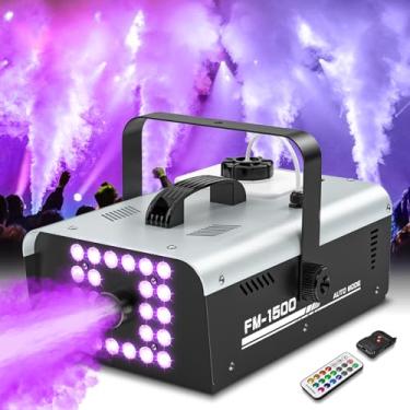 Imagem de Máquina de neblina Halloween ao ar livre interior, máquina de fumaça de 1500 W com 24 LEDs, luzes estroboscópicas e controle remoto para DJ, festa, discoteca, palco, casamento