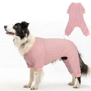 Imagem de SCENEREAL Pijamas para cães pequenos a grandes, suéter de malha para animais de estimação quente, casaco de inverno, macacão macio, pijamas para cachorros, rosa, G