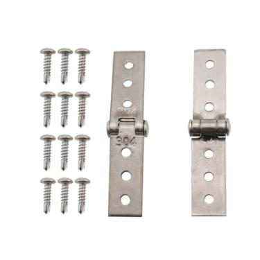 Imagem de ZHYOHEN 2 peças de dobradiça dobrável prateada de 7,6 cm, 6 furos, peças dobráveis de aço inoxidável, acessórios de ferragens para portas de móveis, janelas, artesanato, janela de vidro sem moldura