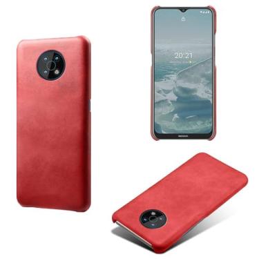 Imagem de Capa para NOKIA G50,Proteção contra quedas,Casca de volta de cor sólida simples,Design de couro de imitação de plástico-Red