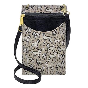 Imagem de Danny K. Tapeçaria feminina transversal para celular ou bolsa de passaporte, feita à mão nos EUA, Cães, Small