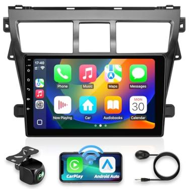 Imagem de Crownyu Rádio Toyota Yaris, compatível com Carplay sem fio, Android, atualização automática, Android, estéreo, Bluetooth, navegação, tela sensível ao toque, GPS FM, reprodutor multimídia, unidade de