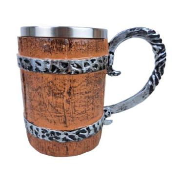 Imagem de Caneca Barril Envelhecido De Resina 400Ml - Tenda Medieval
