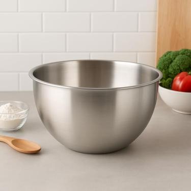 Imagem de Tigela Inox Bowl Multiuso Profissional | Bacia para Misturas de Bolo | Utensílio de Cozinha em Aço Inoxidável Durável Resistente | Receitas Salada e Confeitaria Tamanhos 18/20/22/24/26/28 cm (24 cm)