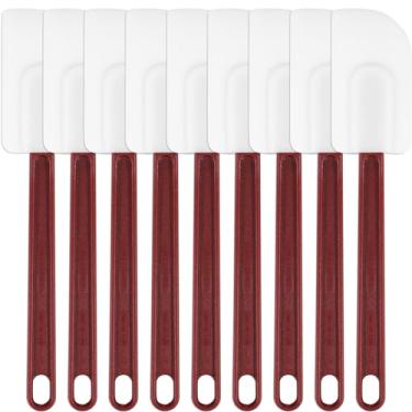 Imagem de QENWKXZ Espátula de silicone antiaderente, 9 peças, espátula de silicone resistente ao calor de 25,4 cm, com longo, raspadores flexíveis reutilizáveis, espátulas de cozinha, laváveis na