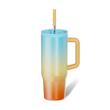 Imagem de Copo de 1,134 g com alça e tampa de canudo – Garrafa de água de aço inoxidável isolada, caneca de viagem à prova de vazamento – Serve para porta-copos – Garrafa térmica para bebidas quentes/frias