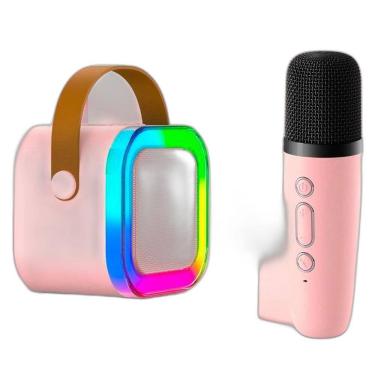 Imagem de Caixa Som Karaokê Infantil Bluetooth Microfone Sem Fio Led