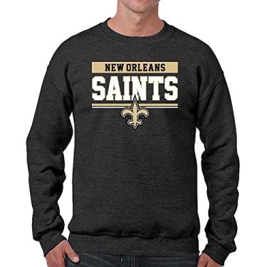Imagem de Team Fan Apparel Moletom NFL adulto manga longa Team Block Charcoal gola redonda - Mantenha-se aquecido e represente seu time com estilo