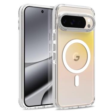 Imagem de MOWIME Capa magnética para Google Pixel 10 Pro XL [compatível com Magsafe] [lindo design fluorescente] Capa fosca translúcida fina à prova de choque para Pixel 10 Pro XL de 6,8 polegadas, branca