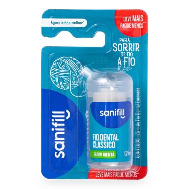 Imagem de Fio Dental Sanifill Clássico Sabor Mental 125 metros 1 Unidade