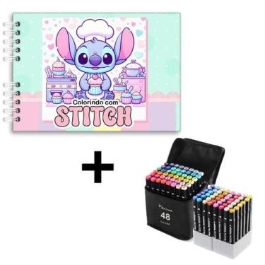 Imagem de Livro Colorir Stitch 50 Página 180g Capa Dura Cor Verde Relaxamento Cr
