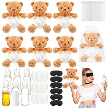 Imagem de Yearntown Pacote com 36 mamadeiras, jogos de chá de bebê, urso, vendado, troca de fraldas, kits de jogos de troca de fraldas, garrafas plásticas, fraldas descartáveis, máscaras de olhos vendadas