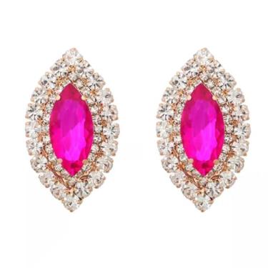 Imagem de Brinco Festa Rosa Pink Prata Formatura Casamento Zircônia Folha Brilhante Moderno - Brinco Mãe Noiva Debutante Jantar Cristais Brilho Luxo - Presente Amiga Mãe Datas Especiais Pedra Stud Clássico