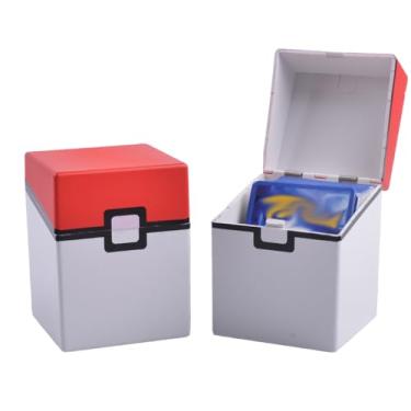 Imagem de JEPISADI Card Deck Case Set: Premium TCG/MTG/CCG Card Storage Box for 200+ Card - Press-Open Lid, Large Capacity (2-Pack, Red & White)