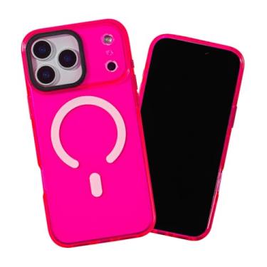 Imagem de SteepLab Capa de barreira magnética para iPhone 17 Pro Max, compatível com MagSafe, proteção de 360 graus com absorção de impacto com ímãs integrados (rosa choque radiante)