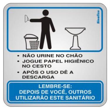 Imagem de Placa de Alumínio Auto-Adesiva 15x15cm Educativa Masculina - 120 AJ - SINALIZE