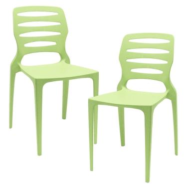 Imagem de Kit 02 Cadeiras Para Cozinha Área Gourmet Jardim Empilhável Larsen P03 Verde Claro - Lyam Decor
