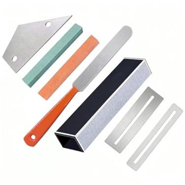 Imagem de Ferramenta de guitarra Luthier incluindo feixe de nivelador de lixamento de feixe de trastes de guitarra, protetor de braço de freio e braço de aço inoxidável, pedras de moagem