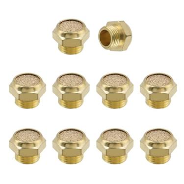 Imagem de Wealrit Silenciador de escape pneumático de 10 peças, silenciador de ar de cobre sextavado de rosca macho de 1/20.3 cm, filtro de silenciador industrial de 1 cm, encaixe de linha de ar para sistemas
