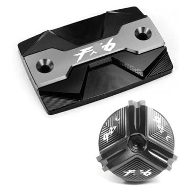 Imagem de BYYINGSUS Tampa de enchimento de óleo de motocicleta protetor de tampa de reservatório de fluido de freio frontal compatível com Y&AMAHA FZ6 FZ-6 ZF6N FZ6R FZ6S FA&zer (1 par - cinza)