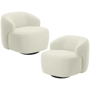 Imagem de Kit 02 Poltronas Decorativa Orgânica Giratória Para Sala Living Barolo