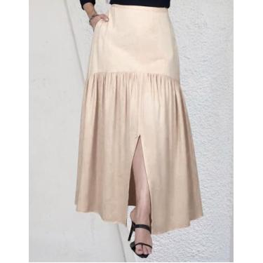 Imagem de Saia Longa Em Viscolinho Fenda Na Frente E Bolsos Invisiveis - Katyani