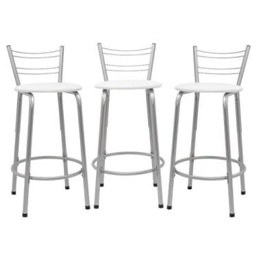 Imagem de Kit 3 Banco Para Balcão Ilha Bistrô Banqueta 60cm Flórida Prata Bar Co