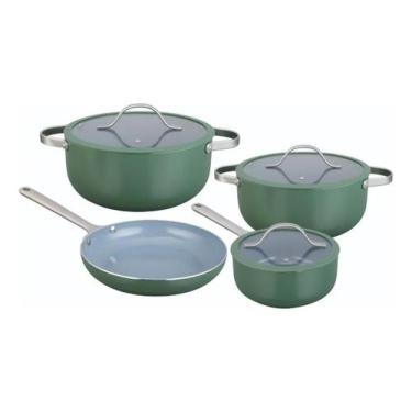 Imagem de Jogo De Panelas Indução Revestimento Cerâmica 4 Peças Berlin Verde - c