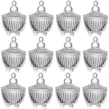 Imagem de Jogo 12 Potes de Cristal Com Tampa Versátil Elegante para Velas Brigad