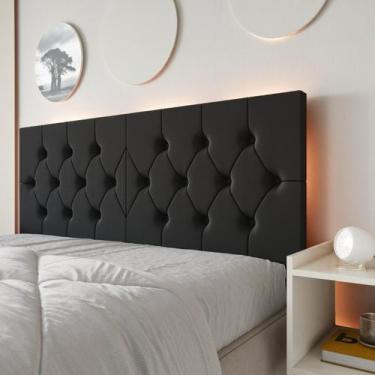 Imagem de Cabeceira Casal Elisa Estofada Capitone Dobrável 140cm Fixação Parede 