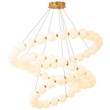 Imagem de Luminária pendente grande estilo nórdico branco-leite para sala de estar e quarto