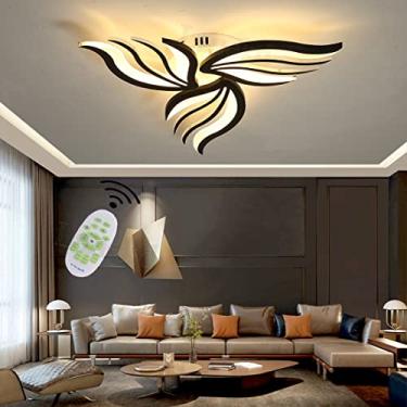 Imagem de Luzes de teto LED Sala de estar Quarto Lâmpada de teto Moderna Regulável com controle remoto Luminária de sala Iluminação embutida Flor Acrílico Sombra Design Lustre Quarto infantil Cozinha