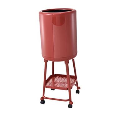 Imagem de FytStycale Lixeira com rodas, cesto de lixo, lixeira de pé alto de grande capacidade, balde de papel para banheiro e sala de estar 18L, Vermelho