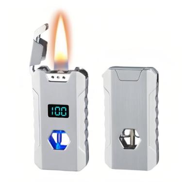 Imagem de NINSI Isqueiro de chama suave de querosene inteligente, 4 modos de ignição (voz/gravidade/fluxo de ar/toque), visor de nível de bateria e contagem de ignição, isqueiros recarregáveis e recarregáveis