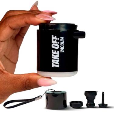 Imagem de Mini bomba de vácuo de viagem Take Off – Potente, bomba de ar recarregável USB-C para desinflar sacos de armazenamento a vácuo ou itens inflados. Dispositivo pequeno, leve e portátil com luz LED e