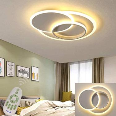 Imagem de Luminária de teto embutida para sala de estar, sala de jantar, quarto, luminária regulável com controle remoto, luminária pendente LED, design moderno de anel redondo, lustre para sala de es