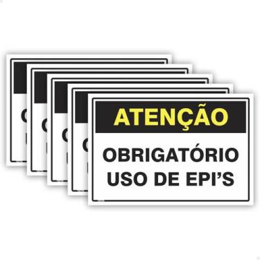 Imagem de 5 Placas Atenção Obrigatório Uso De Epi 30x20 cm Sinalização - SPORTIN