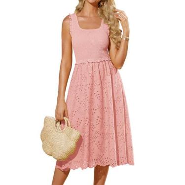 Imagem de Vestido GRACE KARIN casual de verão bordado rosa claro para mulheres