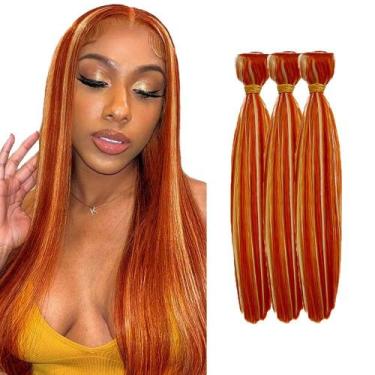 Imagem de Pacotes de cabelo GveoxVO Ginger Orange Straight 8A Brazilian