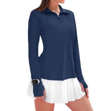 Imagem de Camisa de caminhada feminina IECCP de manga comprida com zíper 1/4, pr