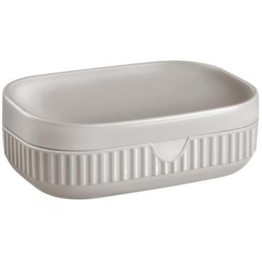 Imagem de Saboneteira Caixa De Sabão à Prova d'Água Com Tampa Porta Sabonete Banheiro Lavabo Moderno(Cinza Claro)