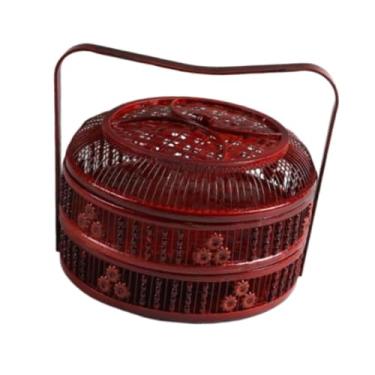 Imagem de Bothyi Cesta de bambu para ovos, organizador portátil versátil para armazenamento de alimentos, cesta de malha para reuniões, restaurantes, mesa de jantar, Duas Camadas