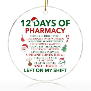 Imagem de Enfeites de Natal de 12 dias de farmácia, presente de apreciação técnica de farmácia, enfeite de farmacêutico, presentes de lembrança pendurados