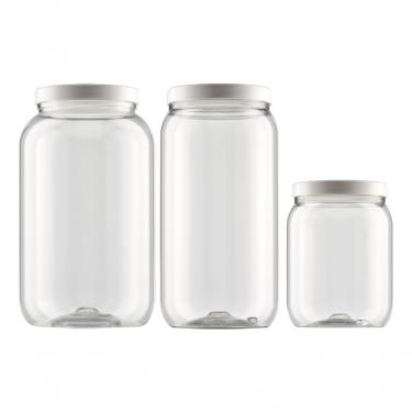 Imagem de 3 Potes Mantimentos Biscoito Tampa Branca Rosca Bandeirante