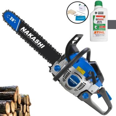 Imagem de Motor Serra À Gasolina Nakashi NCS650 65cc Carburador Walbro e Vela NGK Profissional Com Carcaça de Magnésio e Sabre 20 Polegadas + ÓLEO STIHL EXTRA