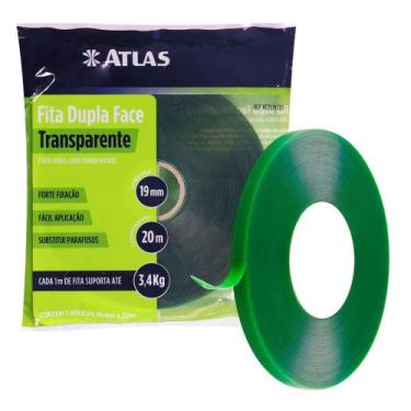 Imagem de Fita Dupla Face Forte 19mm x 20m Atlas Adesiva Transparente Alta Fixac