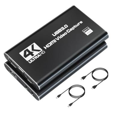 Imagem de Bytebridges Placa de captura HDMI 4K para transmissão, USB 3.0 Full HD 1080p 60FPS Placa de captura de áudio e vídeo, para Switch/PS4/PS5/Xbox, Plug and Play, funciona em laptop, PC, Mac