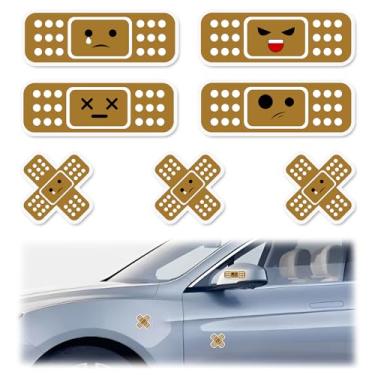 Imagem de Alpmosn Decalques em forma de bandagem de peças pequenas, adesivos engraçados à prova d'água e protetor solar, acessórios externos de carro, cobrindo arranhões band-aid adesivos (amarelo)