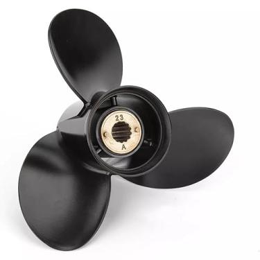 Imagem de Hélice de barco de popa de alumínio atualizado 10 1/2x13 para motores Mercury 25-70HP Substituir OEM 48-816704A45 13 estrias Dente de passo de 28 cm RH