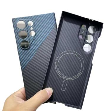 Imagem de Waillynice Capa de fibra de carbono original para Samsung Galaxy S24 Ultra Anti-queda de fibra de aramida Design S24ultra Capa (BlackBlue(Mag) Fina, para S24 Ultra)